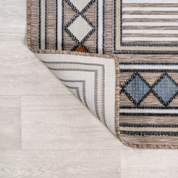 Sebastian High-low Modern Diamond Border Indoor/Outdoor Area Rug